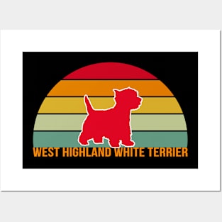 West Highland White Terrier Vintage Silhouette Posters and Art